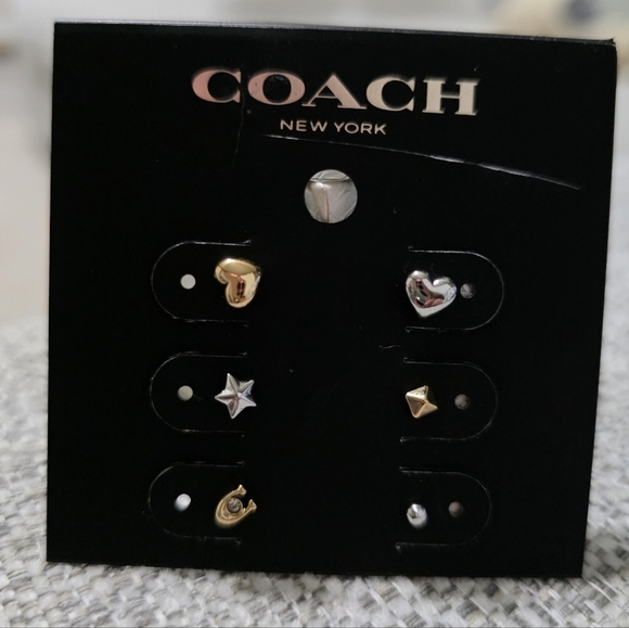 Coach Mixed Metal Stud Earrings Set - Picture 2 of 4